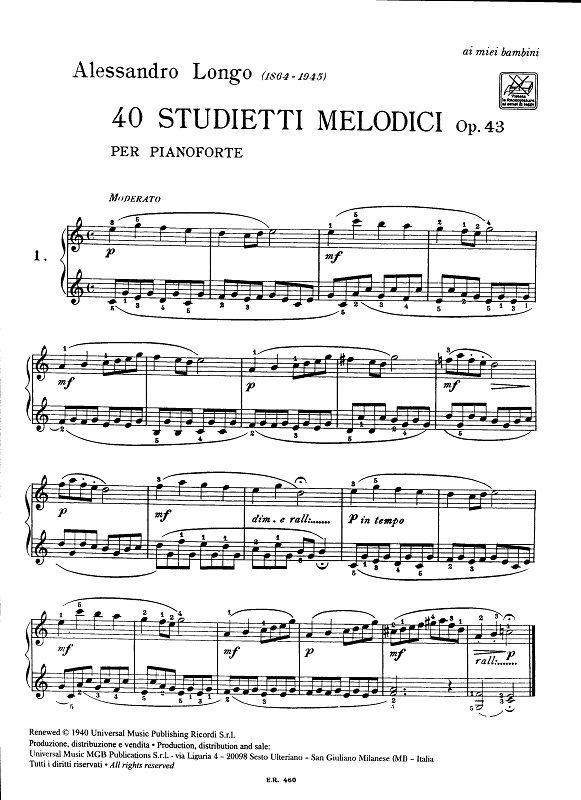 40 Studietti Melodici Per Piccole Mani Senza  - pro klavír